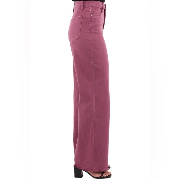 RFM Los Angeles CHLOE High Rise Frayed Wide Leg Magenta Pants, SZ 30 NWOT - Picture 4 of 5